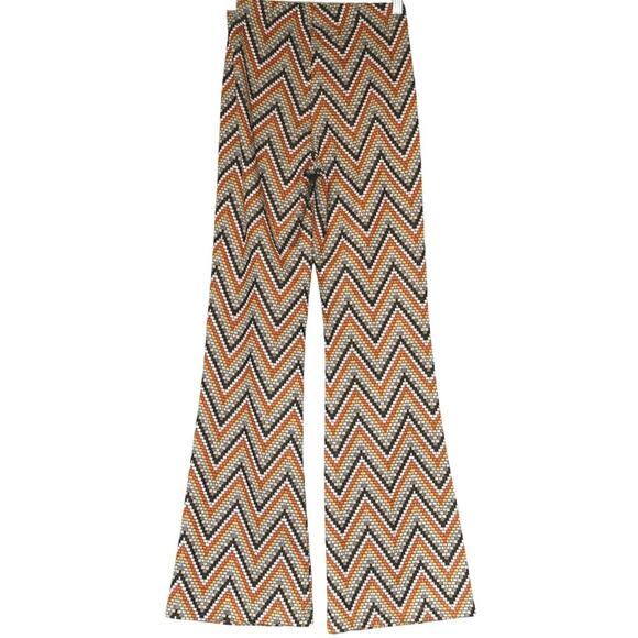 Urban Outfitters Bryn Pull-On Flare Pant in Orange Zigzag Womens Size Small - Picture 5 of 10
